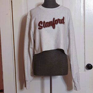 90s CHAMPION Reverse Weave Crop Stanford University Spell Graphic Sweatshirt MED